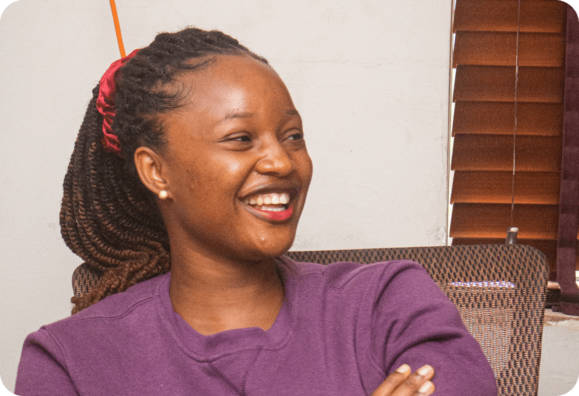 A girl smiling